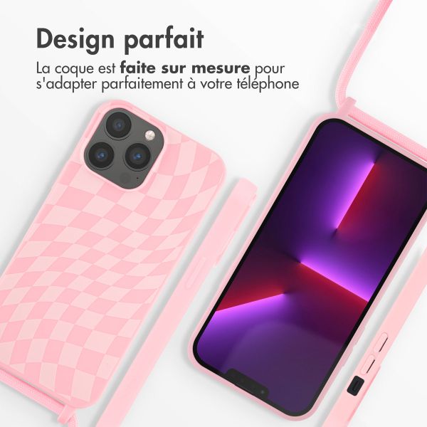 imoshion Coque design en silicone avec cordon Apple iPhone 13 Pro Max - Retro Pink