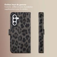Selencia Étui de télephone portefeuille imprimé léopard Sabi Samsung Galaxy A55 - Midnight Black