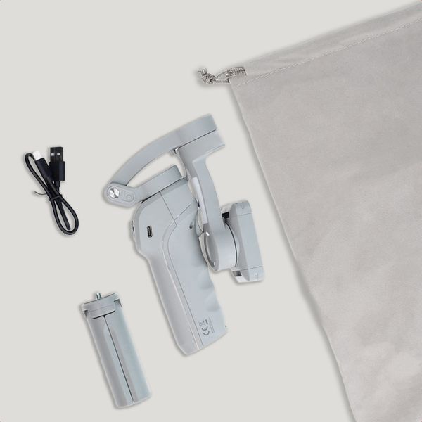 Selencia Stabilisateur Gimbal avec éclairage LED - Suivi intelligent - Trépied - Cosy Grey