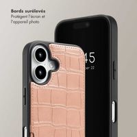 Selencia Coque de télephone Nova Croco avec cordon et porte-cartes Apple iPhone 16 - Old Pink
