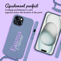 Coque Color MagSafe avec cordon amovible et photo et/ou texte personnalisés Apple iPhone 15 - Nom