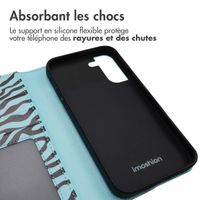 imoshion Étui de télephone portefeuille Design Samsung Galaxy S21 - Black Blue Stripes