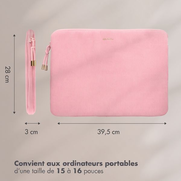 Selencia Pochette ordinateur Corduroy 15-16 pouces - Soft Blush