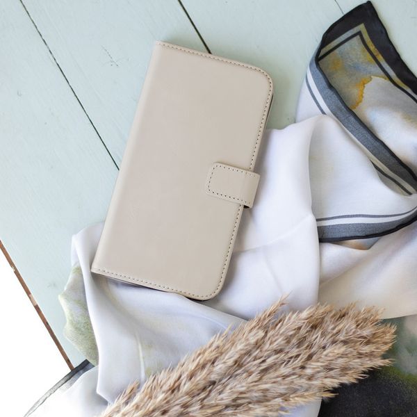 Selencia Étui portefeuille en cuir véritable Samsung Galaxy A72 - Greige