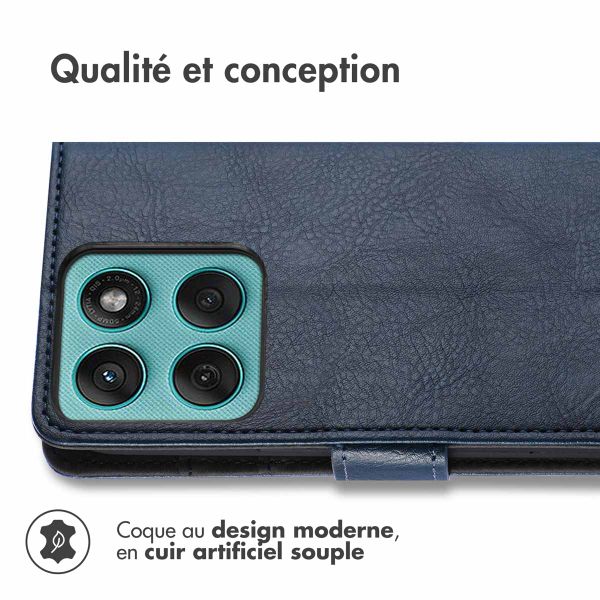 imoshion Étui de télephone portefeuille de luxe Motorola Edge 60 Fusion - Bleu foncé