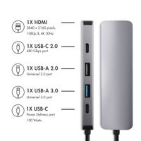 Accezz Hub USB-C 5-en-1 - 4K 30Hz Ultra HD - Charge de 100 watts - Station d'accueil