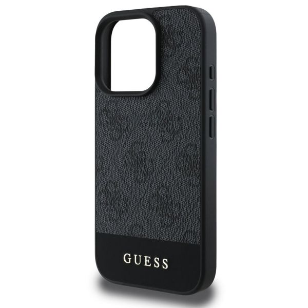 Guess Coque arrière Bottom Stripe 4G Apple iPhone 16 Pro - Gris