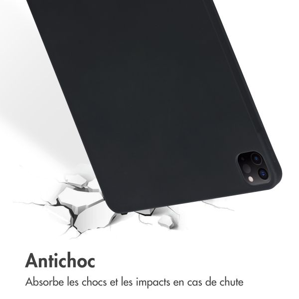 Accezz Coque Liquid Silicone avec porte-stylet Apple iPad Pro 12.9 (2022) / Pro 12.9 (2021) / Pro 12.9 (2020) - Noir