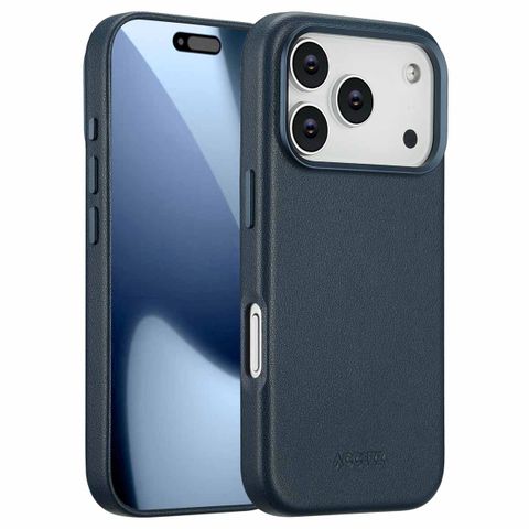 Accezz Coque arrière en cuir avec MagSafe Apple iPhone 17 Pro - Nightfall Blue