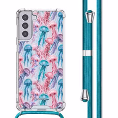 imoshion Coque Design avec cordon Samsung Galaxy S21 - Jellyfish Watercolor