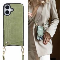 Selencia Coque de télephone Nova Croco avec cordon et porte-cartes Apple iPhone 17 - Sage Green
