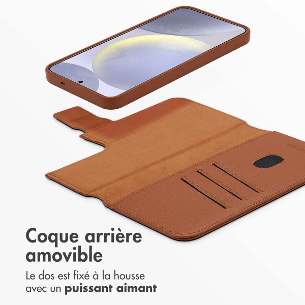 Accezz Étui de télephone portefeuille en cuir 2-en-1 avec MagSafe Samsung Galaxy S25 Plus - Sienna Brown
