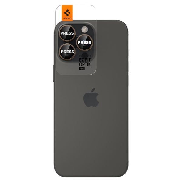 Spigen Optik Pro EZ Fit Lens Protector - Protection d'objectif de caméra (lot de 2) Apple iPhone 17 Pro (Max) / 16 Pro (Max) / 15 Pro (Max) / 14 Pro (Max) - Desert Titanium