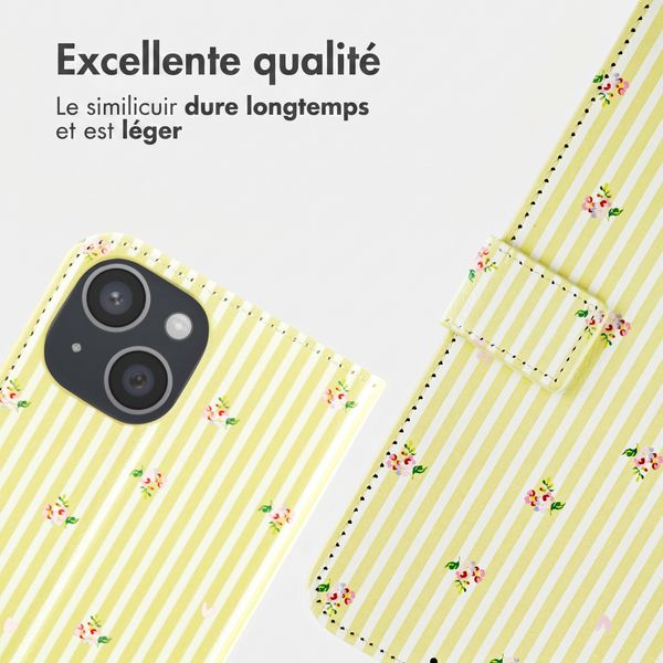 imoshion Étui de télephone portefeuille Design Apple iPhone 15 - Garden Stripes
