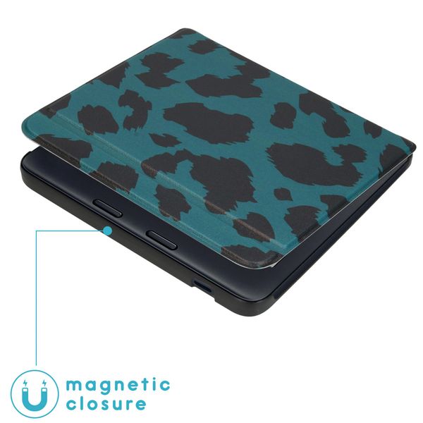 imoshion Design Slim Hard Sleepcover avec support Kobo Libra 2 / Tolino Vision 6 - Green Panther