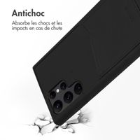 Accezz Coque en cuir de qualité supérieure avec fentes pour cartes Samsung Galaxy S22 Ultra - Noir
