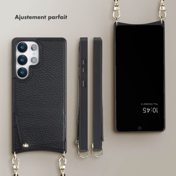 Selencia Coque de télephone Nova avec cordon et porte-cartes Samsung Galaxy S25 Ultra - Noir