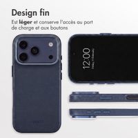 Accezz Coque arrière en cuir avec MagSafe Apple iPhone 18 Pro / 17 Pro - Nightfall Blue