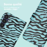 imoshion Étui de télephone portefeuille Design Samsung Galaxy A35 - Black Blue Stripes