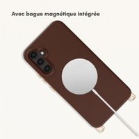 Selencia Coque arrière Rivièra avec MagSafe avec crochets amovibles Samsung Galaxy A34 (5G) - Choco Brown