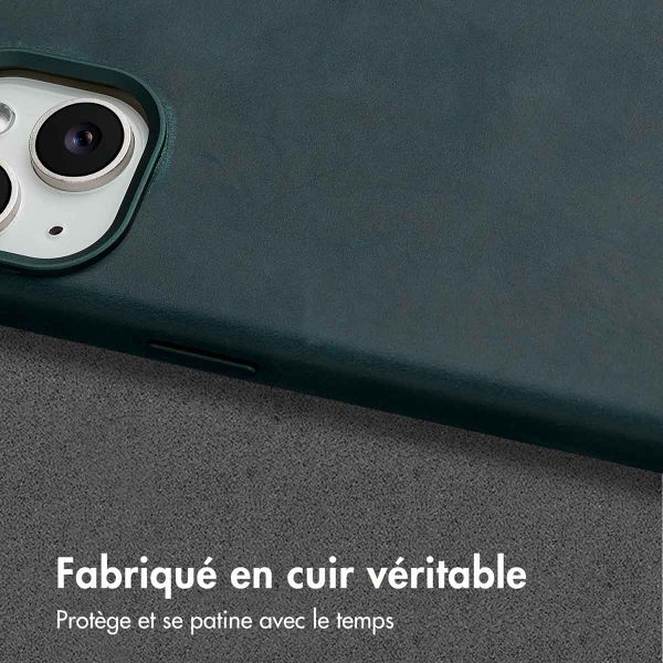 Accezz Coque MagSafe en cuir vintage Apple iPhone 15 - Smokey Green
