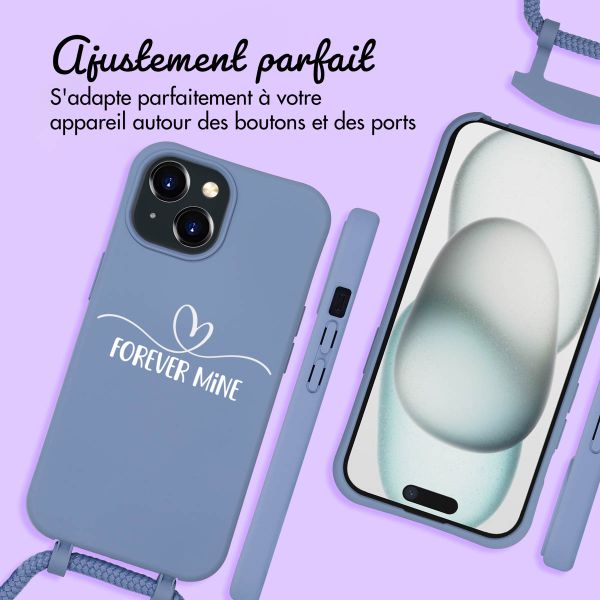 Coque Color MagSafe avec cordon amovible et photo et/ou texte personnalisés Apple iPhone 15 - Petit cœur orné