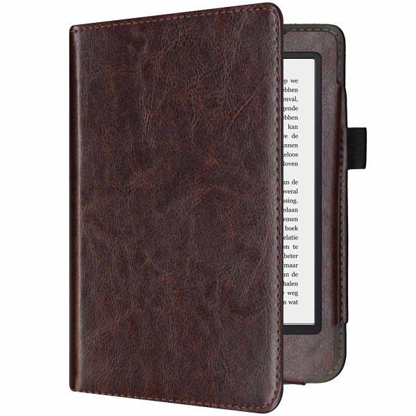 imoshion Étui de liseuse portefeuille en cuir végan Kobo Clara 2E / Tolino Shine 4 - Marron foncé