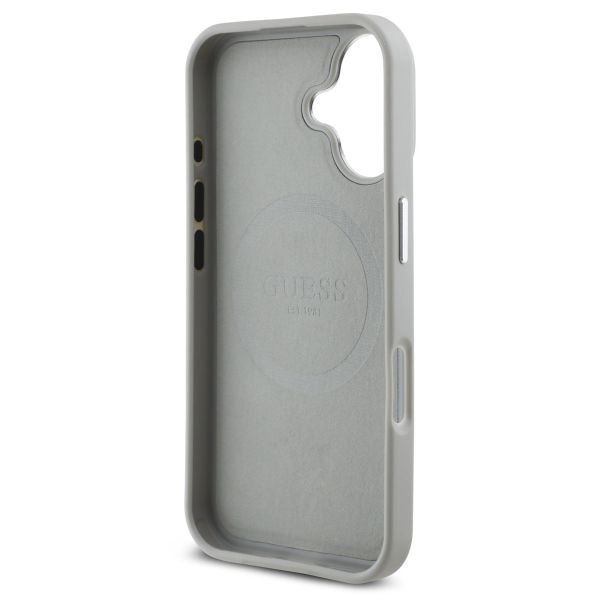Guess Coque Grained Triangle MagSafe Apple iPhone 16 - Beige