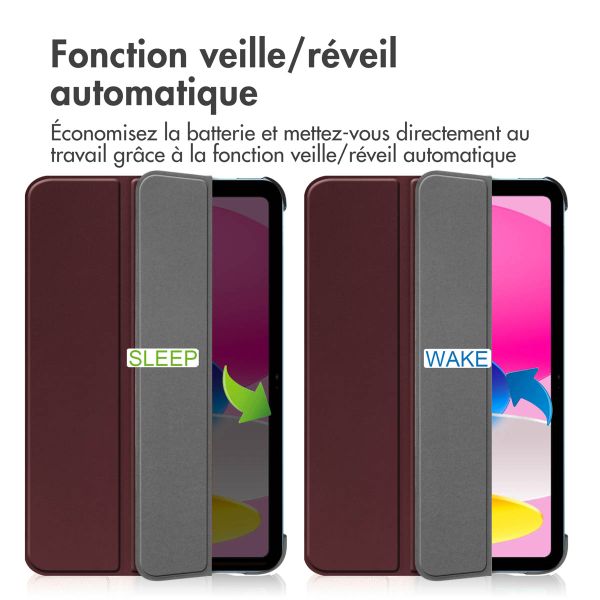 imoshion Coque tablette Trifold Apple iPad 11 (2025) 11 pouces A16 / iPad 10 (2022) 10.9 pouces - Bordeaux
