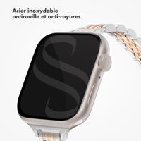 Selencia Bracelet en acier slim style Jubilee Apple Watch | 38/40/41/42 mm - Argent & Or Rose
