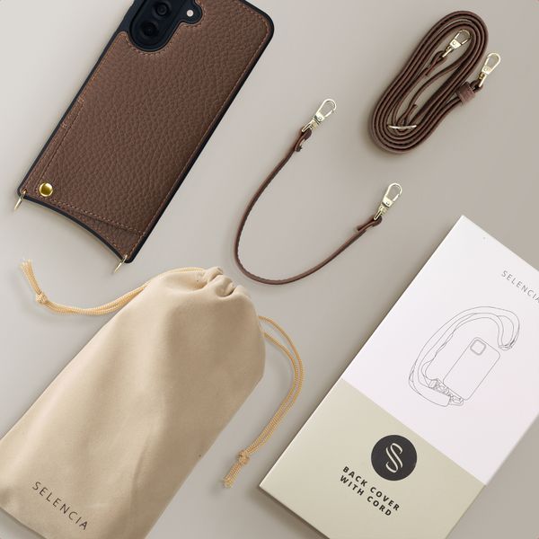 Selencia Coque de télephone Nova avec cordon et porte-cartes Samsung Galaxy A37 (5G) - Mocha Brown