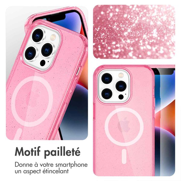 imoshion Coque Pailletée avec MagSafe Apple iPhone 14 Pro Max - Paillettes Rose