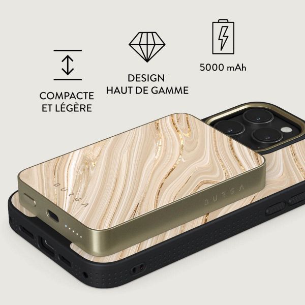 Burga Powerbank magnétique 5 000 mAh - MagSafe et Qi2 - Full Glam / Or