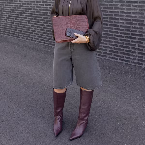 Selencia Pochette ordinateur / tablette Croco 11 pouces - Burgundy