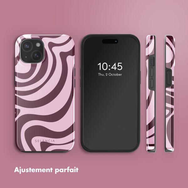 Selencia Coque arrière Vivid avec MagSafe Apple iPhone 15 - Wavy Swirl Pink Plum