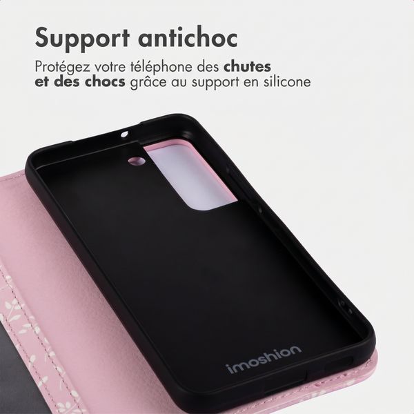 imoshion Étui de télephone portefeuille Design Samsung Galaxy S22 - Pink Bazaar Flowers