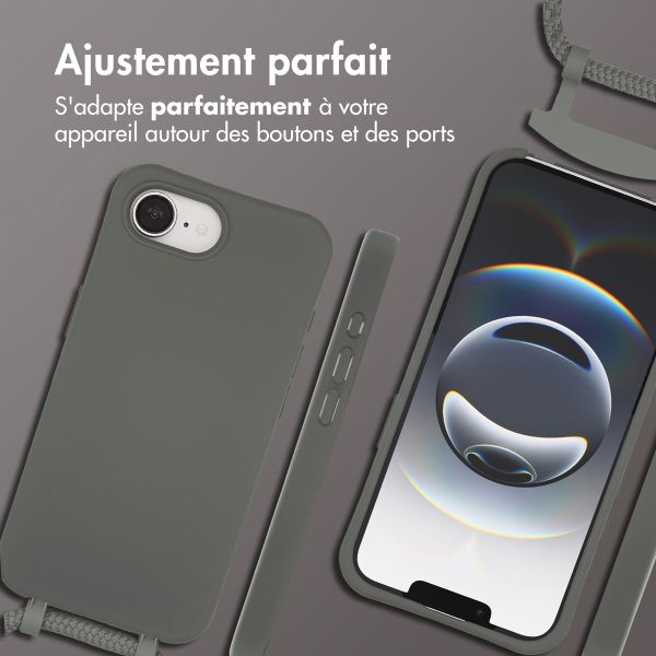 imoshion Coque arrière Color avec cordon amovible et MagSafe Apple iPhone 17e / 16e - Black Coffee