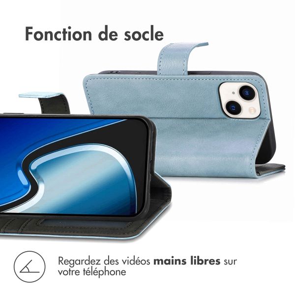 imoshion Étui de télephone portefeuille de luxe Apple iPhone 15 Plus - Bleu clair