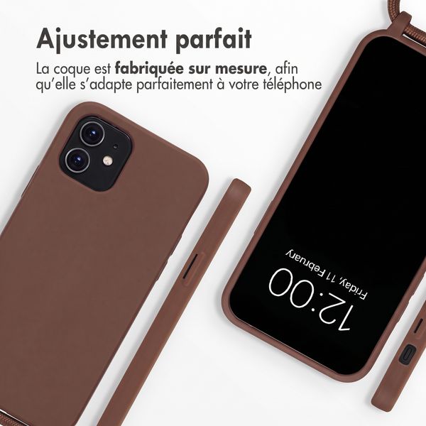 imoshion Coque en silicone avec cordon Apple iPhone 12 (Pro) - Marron