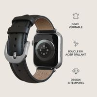 Burga Bracelet en cuir véritable Apple Watch | 38/40/41/42 mm - Don't Text / Silver