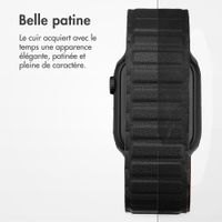 Accezz Bracelet en cuir véritable magnétique Apple Watch | 38/40/41/42 mm - Noir