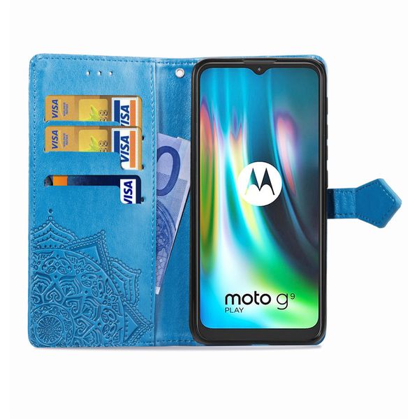 Etui de télephone portefeuille Mandala Motorola Moto E7 Plus / G9 Play - Turquoise