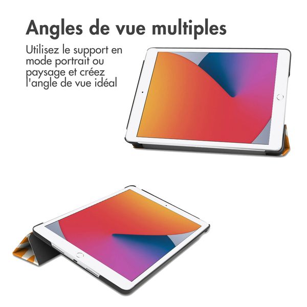 imoshion Coque tablette Design Trifold Apple iPad 9 (2021) 10.2 pouces / iPad 8 (2020) 10.2 pouces / iPad 7 (2019) 10.2 pouces - Orange Flower Connect