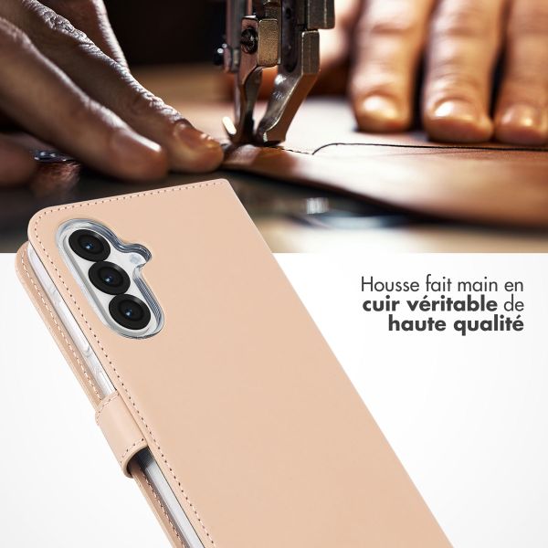 Selencia Étui portefeuille en cuir véritable Samsung Galaxy A36 / A56 - Rose