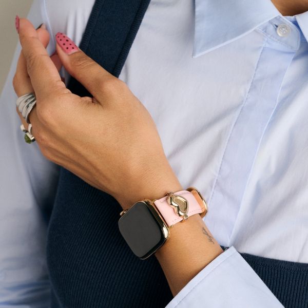 Burga Bracelet en cuir véritable  - Apple Watch | 44/45/46/49 mm / Connexion universelle 20 mm - Pillow Talk / Gold