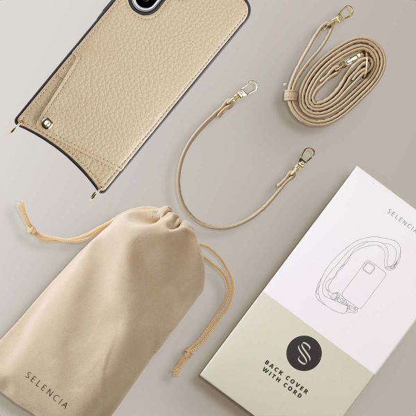 Selencia Coque de télephone Nova avec cordon et porte-cartes Samsung Galaxy A36 / A56 - Beige