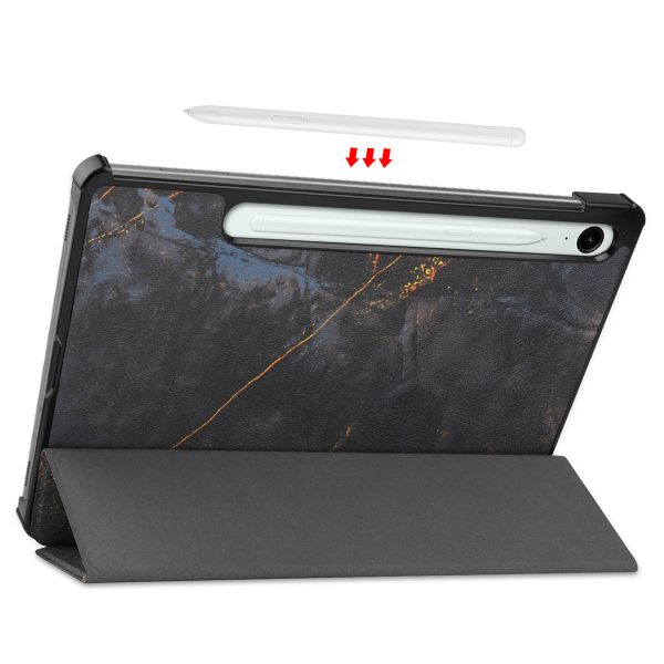 imoshion Coque tablette Design Trifold Samsung Galaxy Tab S9 11.0 pouces / S10 Lite / S10 FE / S9 FE 10.9 pouces - Black Marble