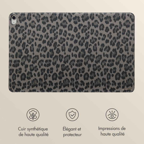 Selencia Coque tablette Sabi avec imprimé léopard Apple iPad Air 11 pouces (2026) M4 / (2025) M3 / (2024) M2 / Air 5 (2022) / Air 4 (2020) - Midnight Black