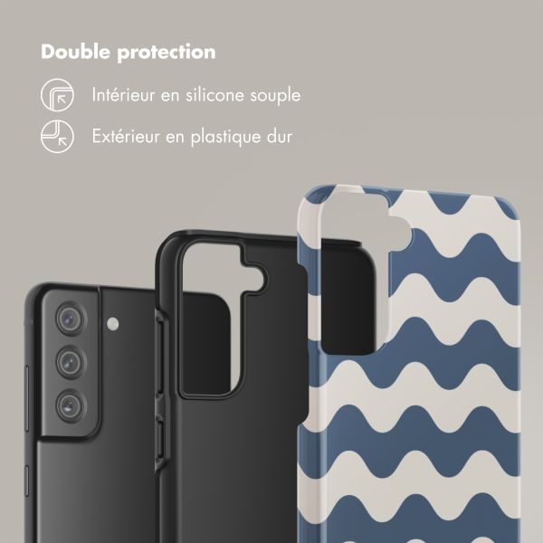 Selencia Coque arrière Vivid Samsung Galaxy S21 FE - Wave Vibes Classic Blue