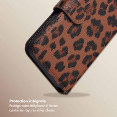 Selencia Étui de télephone portefeuille imprimé léopard Sabi Apple iPhone 12 (Pro) - Mocha Brown
